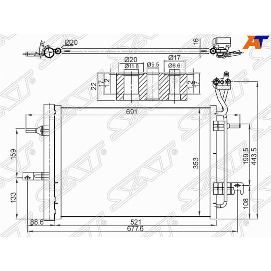 Радиатор кондиционера OPEL MERIVA A 1.4-1.8 03-10 SAT