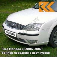 Бампер передний в цвет кузова Ford Mondeo 3 (2004-2007) рестайлинг 7VTA - FROZEN WHITE - Белый